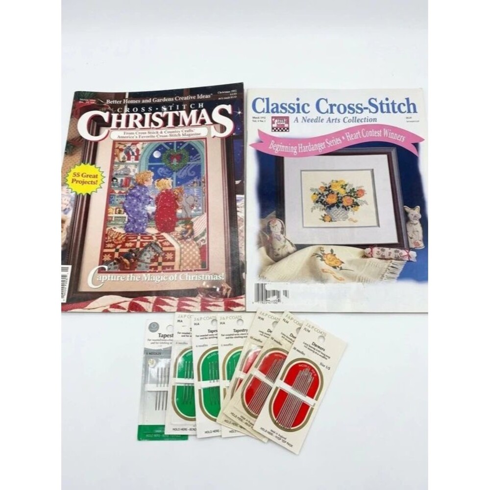Vintage 1992 Cross Stitch Magazine Lot 2 Better Homes Christmas J&P Coats Needle
